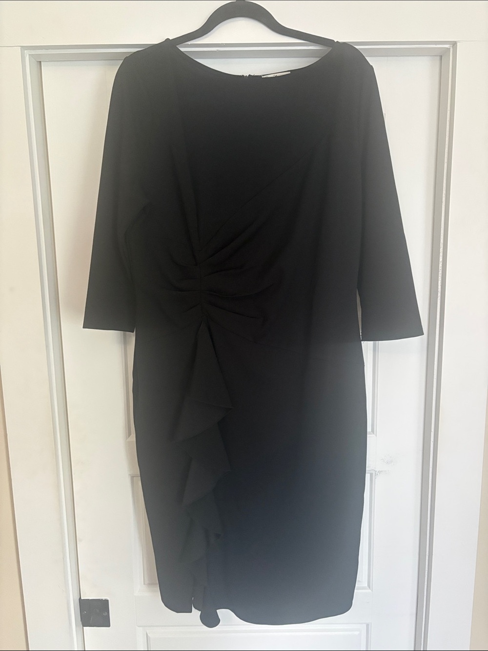 Black Long Sleeve Ruffle Sheath Dress